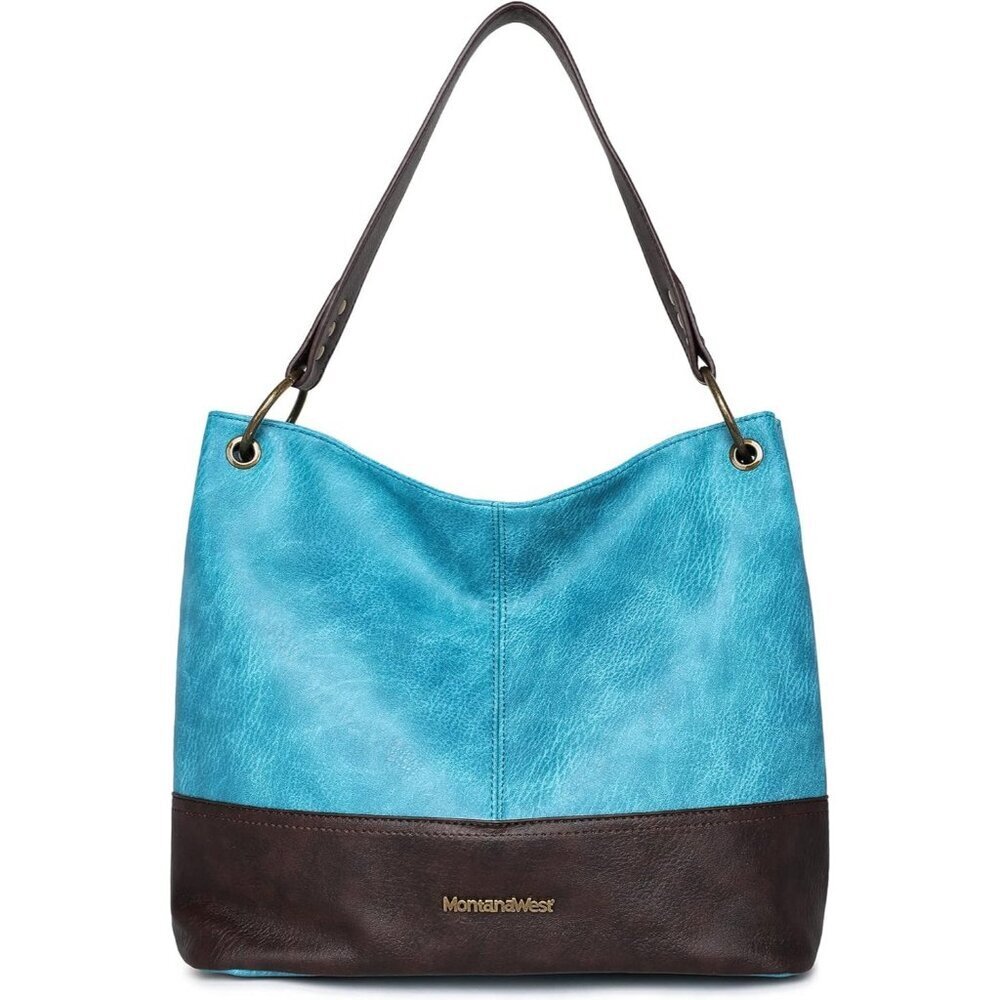 Women *Turquoise Imported Zipper Ladies Shoulder Handbags with Back Pocket